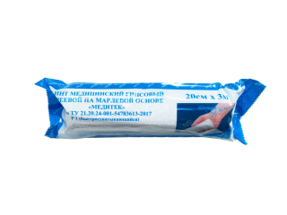 Бинт гипсовый (БСХ) 3х20, время захватывания 2-4 мин "Медитек"