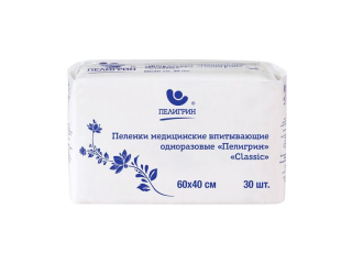 Пеленки впитывающие 60 х 40 Пелигрин "Classic" 30шт в упаковке
