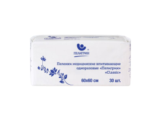 Пеленки впитывающие 60 x 60 Пелигрин "Classic" 30шт в упаковке