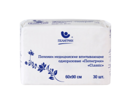 Пеленки  впитывающие 60 х 90 Пелигрин "Classic" 30шт в упаковке