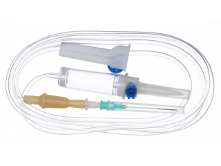 Системы инфузионные для переливания растворов с пластиковым шипом из ABC со встроенным дисковым фильтром и воздуховодом
