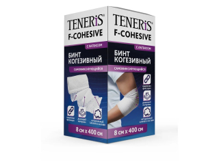 Бинт TENERIS когезивный (самофиксирующийся) 8см х 400см на тканевой основе с латексом