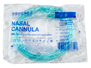 Канюля кислородная назальная из ПВХ с трубкой 2 метра и петлей, стерильная с мягким наконечником р. XS (неонатальный), «MEDEREN»