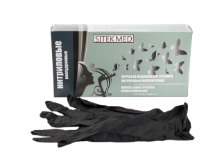 Перчатки нитриловые н/с неопудренные текстурированная раб.поверхность (кончики пальцев), 4.2 гр/шт р-ры:  M (Черные)