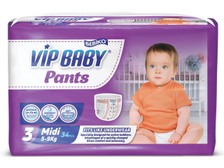 Подгузники для детей Vip Baby Pants Midi 5-9кг трусиками (34 шт)